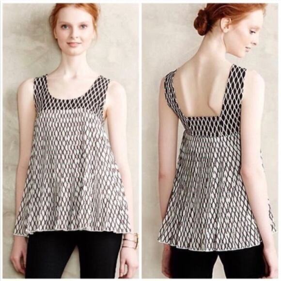 anthropologie deletta pleated lattice tank top - Picture 1 of 7